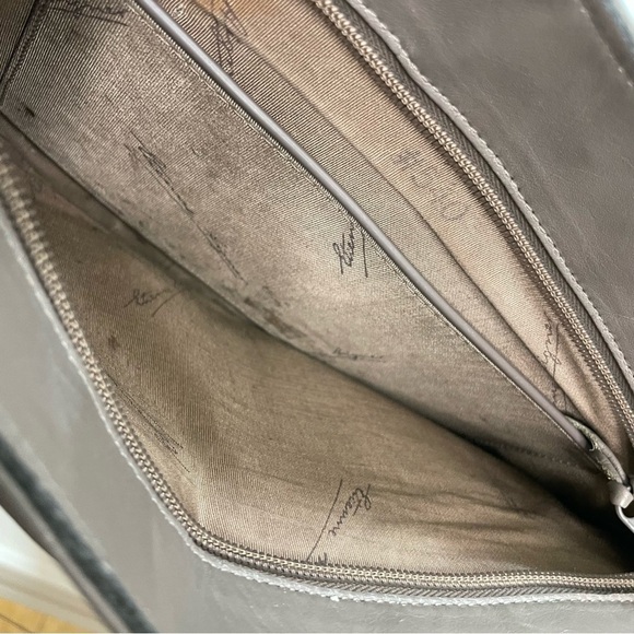ETIENNE AIGNER Vintage Leather Bag Zipper Greige Taupe Minimalist - Picture 6 of 16